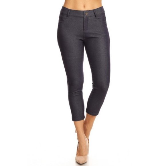 Pants - Women's Jeggings Pants Capri Stretchy Skinny NVY